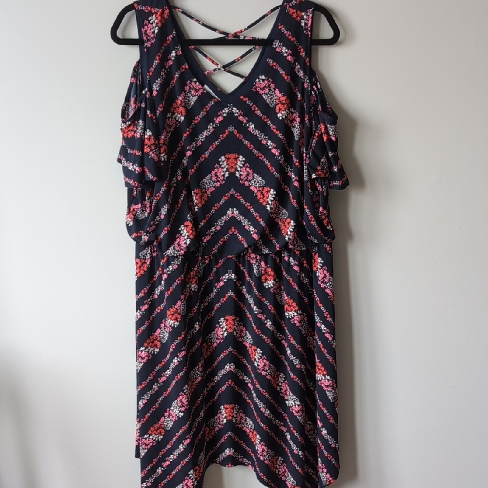 Maurices Black and Pink Cut Out Sundress